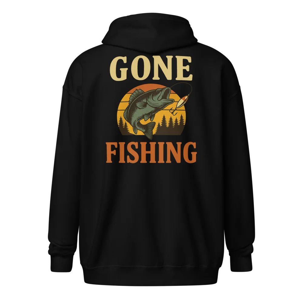Gone Fishing Zip Hoodie – Retro Outdoor Design for Anglers product image (1)