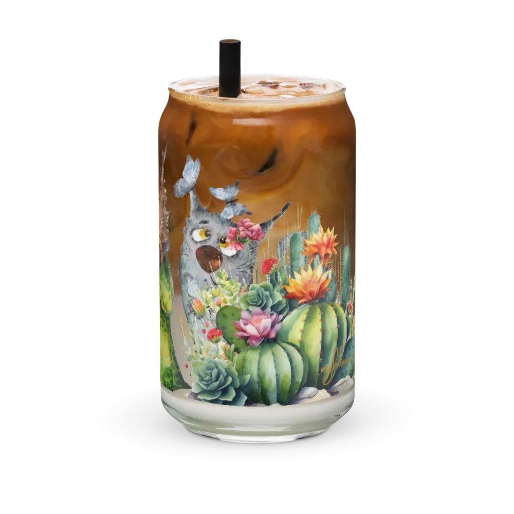 Desert Bloom: A Tale of Resilience Glass Can | 16 oz Friendship Blossoms Drinkware product image (12)