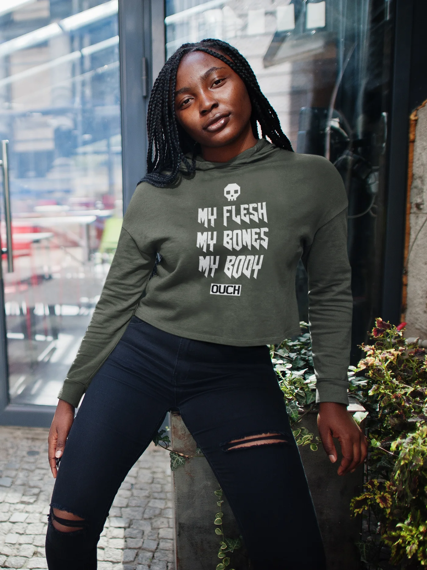 My Whole Body Hurts fleece crop hoodie product image (1)