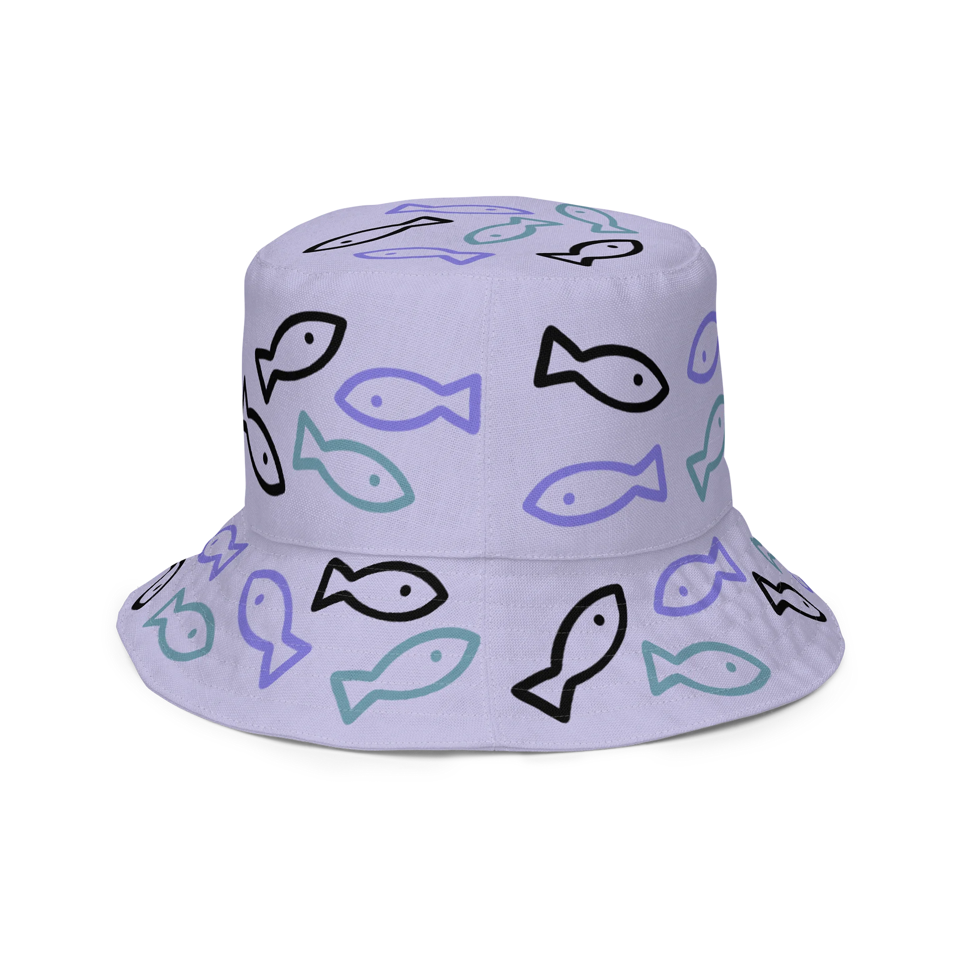 Purple Playful Fish All-Over Print Reversible Bucket Hat product image (3)