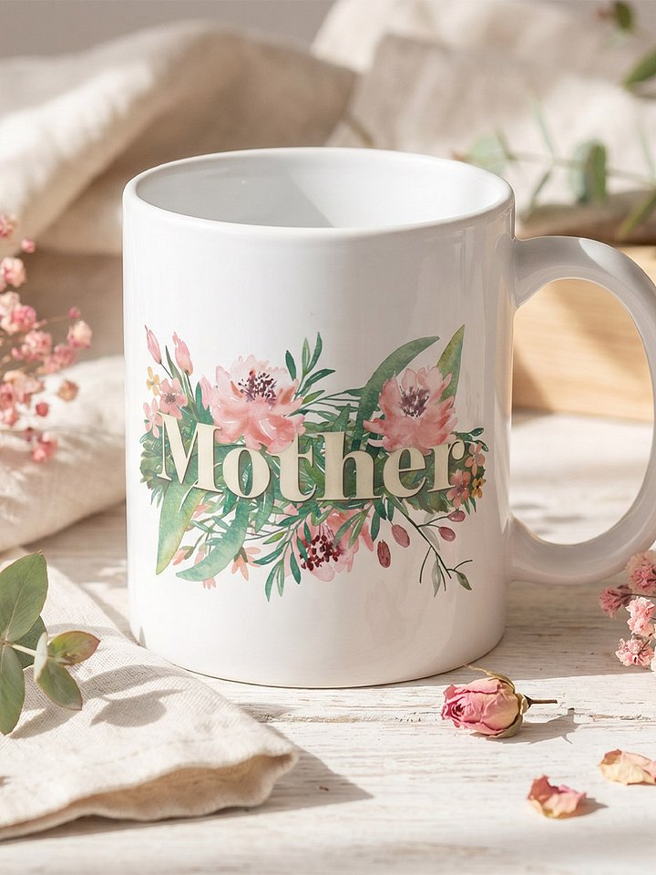 Mother Pink Peach Floral Word Mug product image (1)