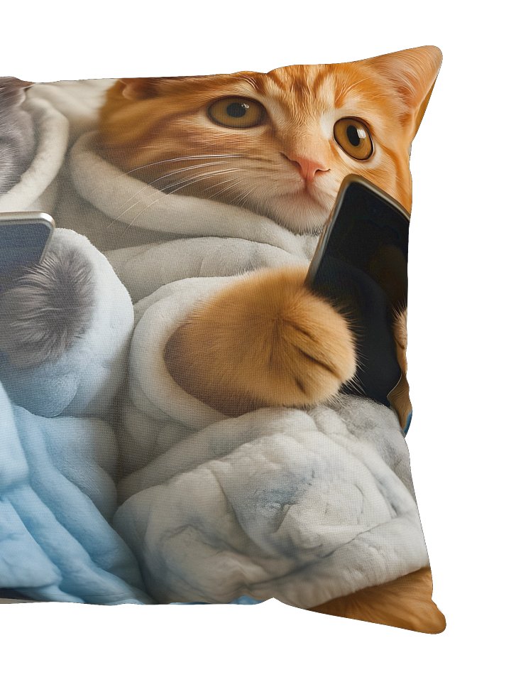 Kitties Texting In Bathrobe: Tech-Savvy Cats All-Over Print Pillow product image (2)