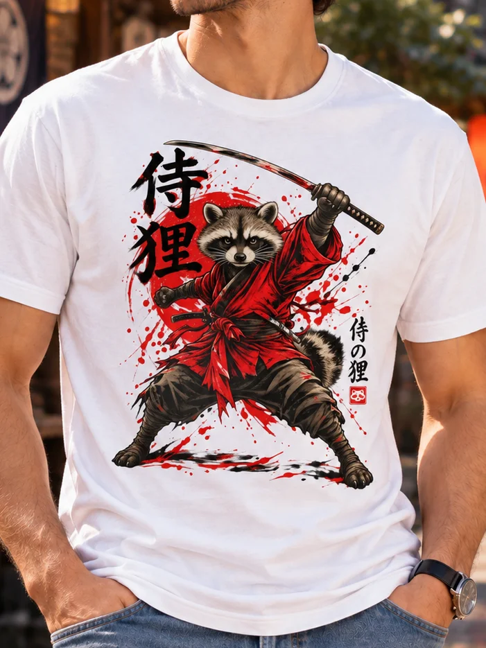 Samurai Raccoon Katana T-shirt product image (2)