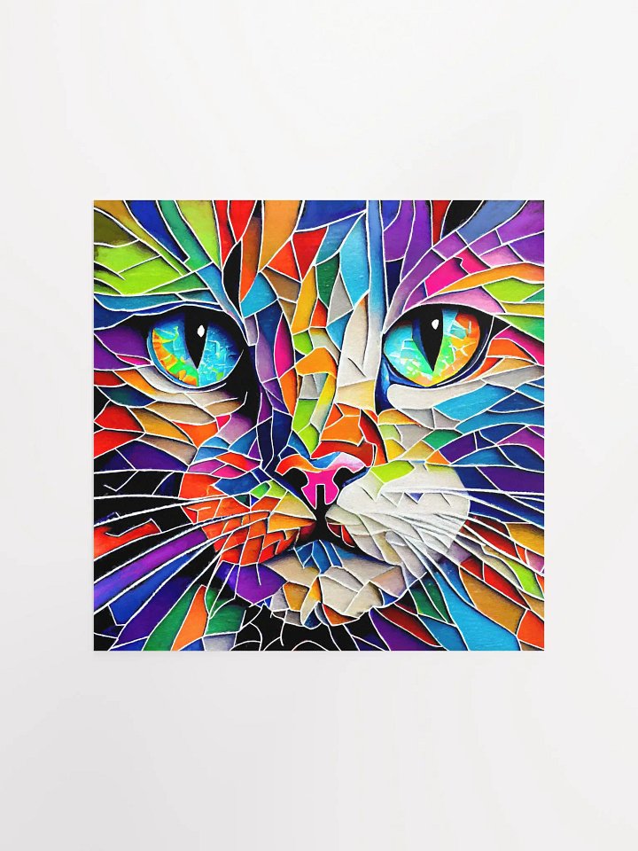Vibrant Mosaic Style Cat Studio Art Print product image (1)