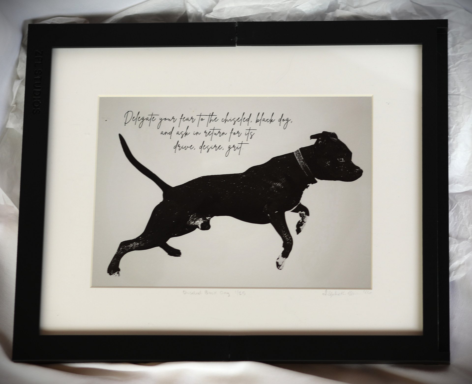 Chiseled Black Dog Fine Art Print: American Pit Bull Terrier Giclée, Signed Limited Edition product image (1)