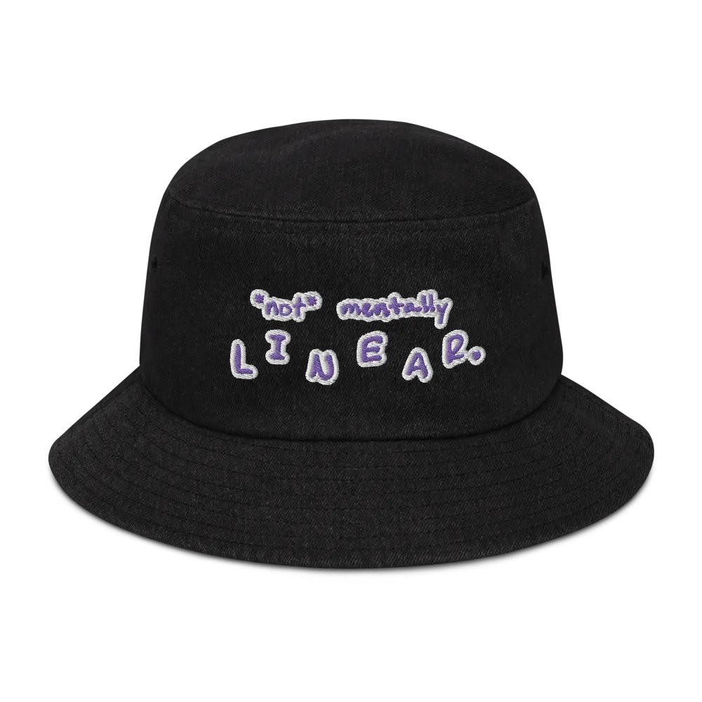 *not* mentally linear (purple bubble design) denim bucket hat product image (1)
