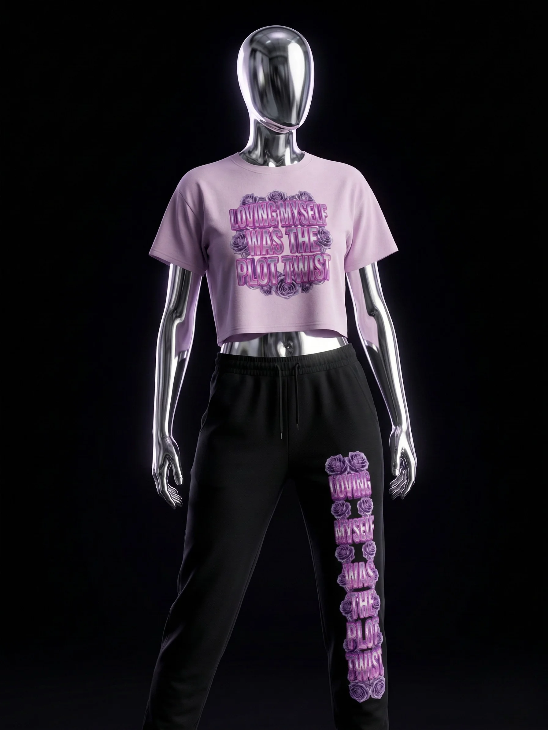 Loving Myself Was The Plot Twist – Chrome Self-Love Crop Top product image (1)