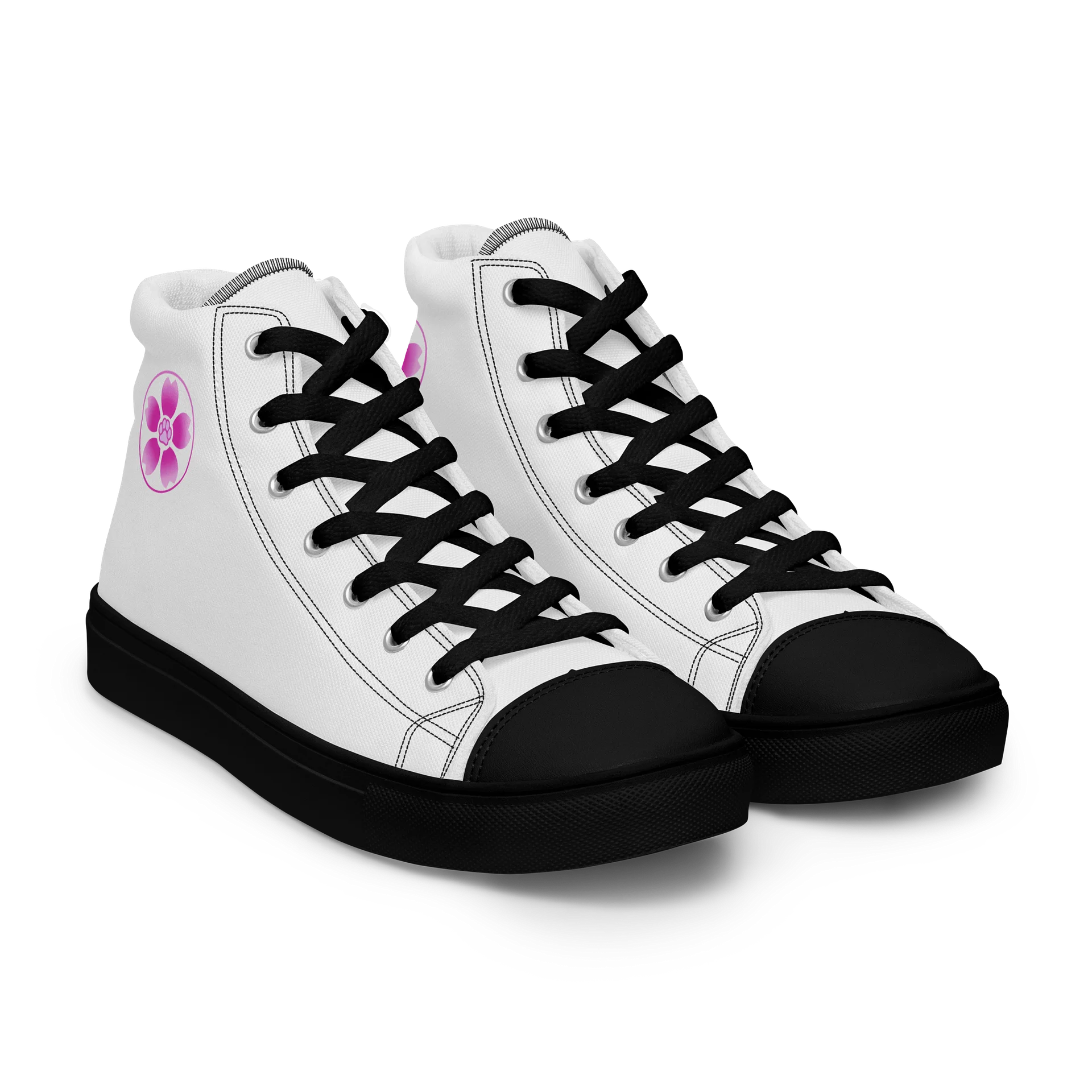 Moo Cherry Pawsom Logo Women's High-Canvas Shoes (White) product image (9)