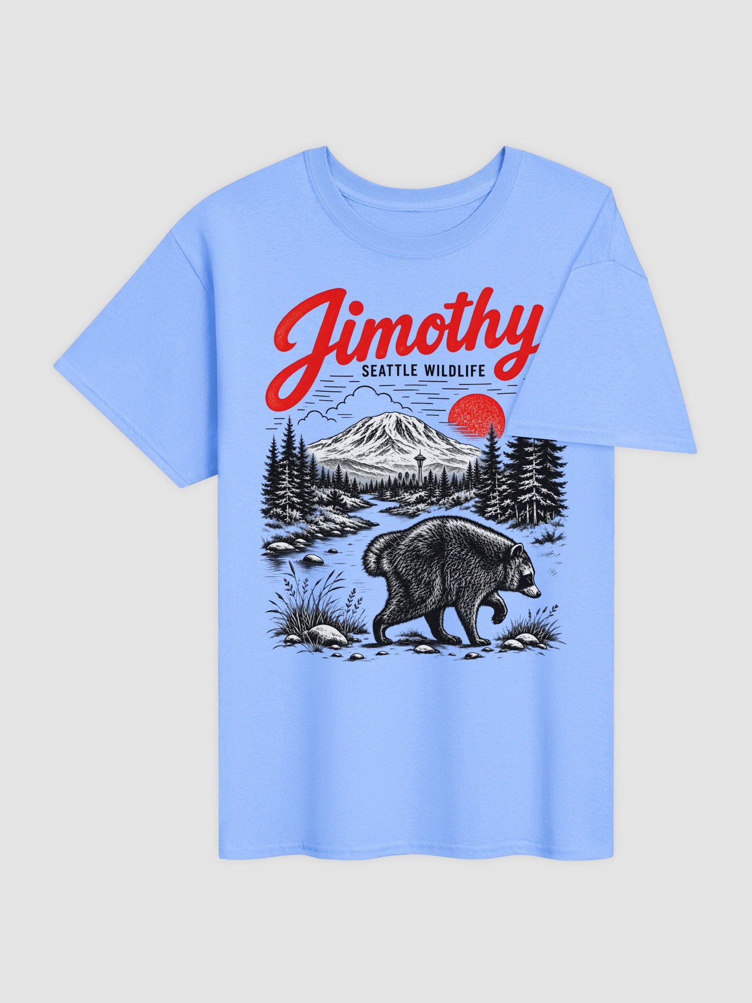 Jimothy Seattle Wildlife Raccoon Light Blue Shirt product image (3)