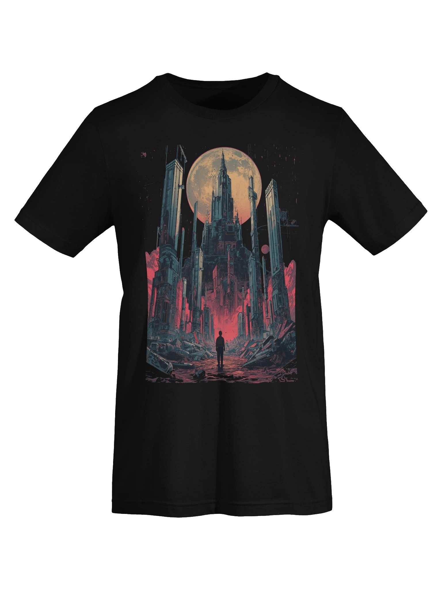 Moonlit Futuristic Ruins Lightweight T-Shirt product image (4)