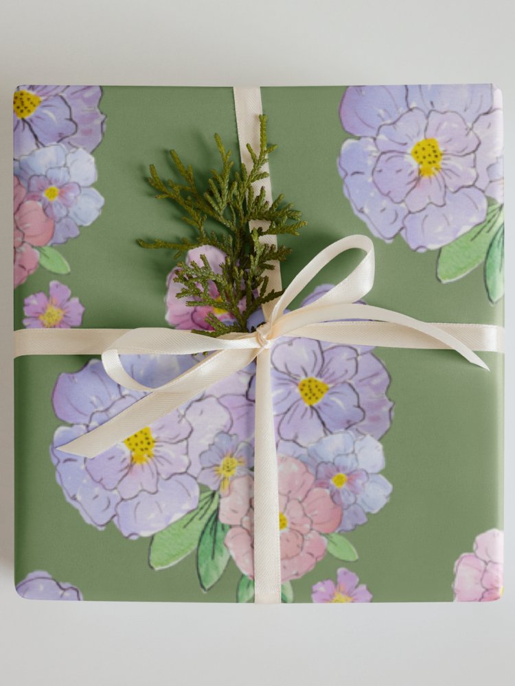 Gingham Blossoms Wrapping Paper Set of 3 Sheets product image (6)