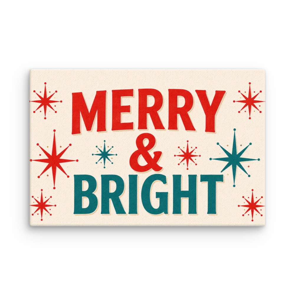 Merry & Bright Retro Christmas Canvas product image (1)