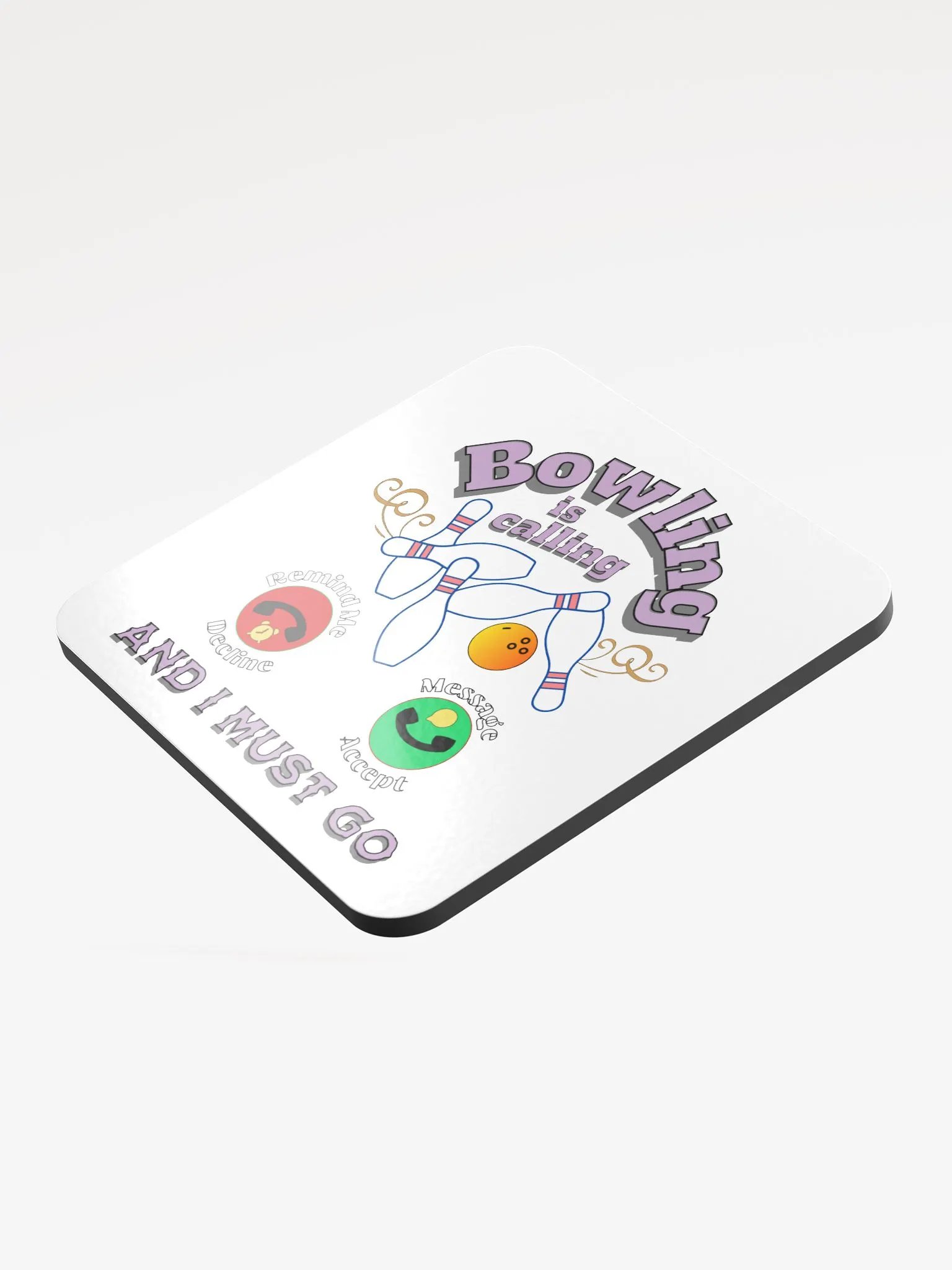 Bowling is Calling Glossed Cork Coaster product image (4)