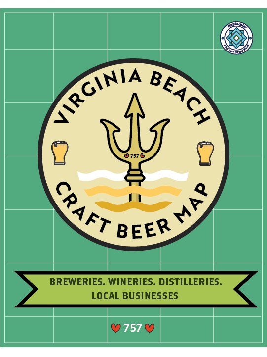 Boozy Virginia Beach Map - instant digital download product image (1)