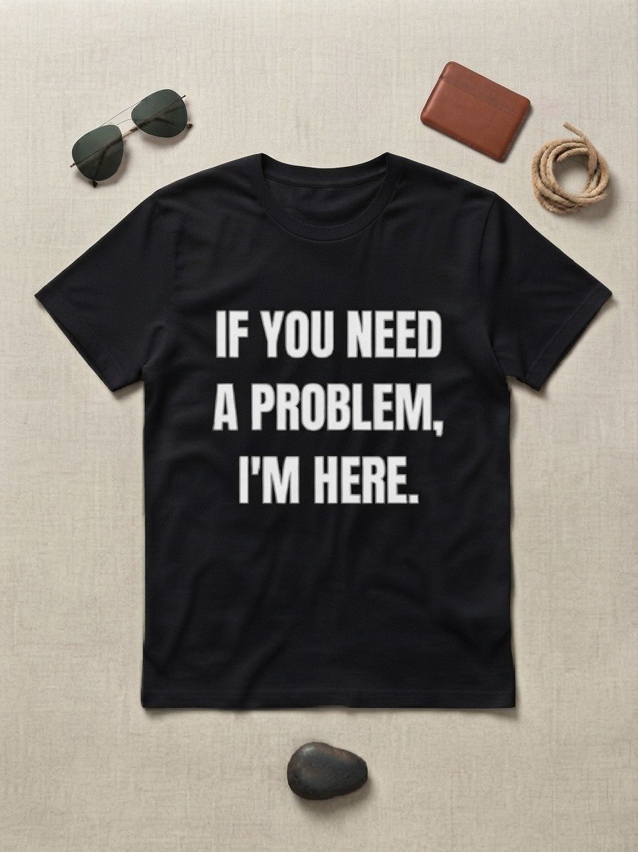 If You Need a Problem, I’m Here — Funny Unisex Graphic Black T-Shirt product image (1)