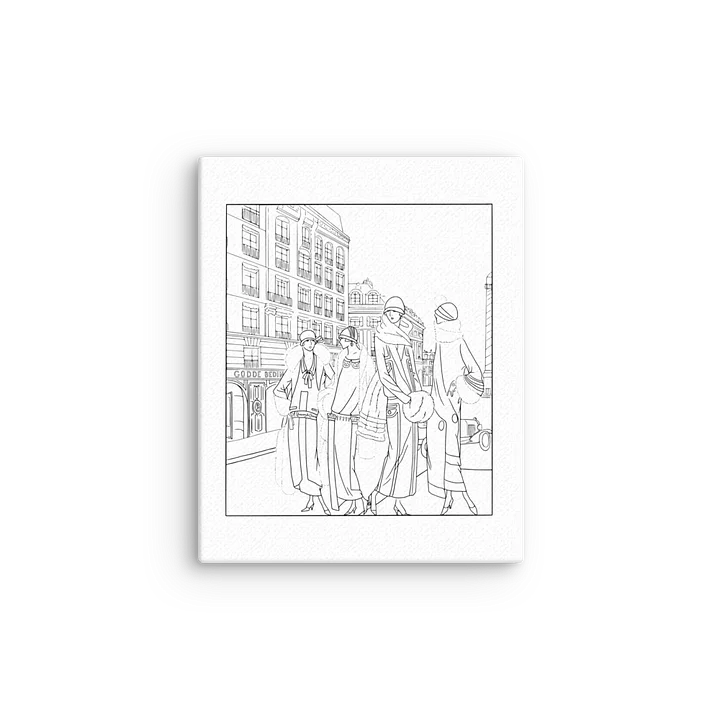 Art Goût Beauté, 1925 — Four Parisian Women in Winter Fur Coats | Color Your Own Canvas Print product image (4)