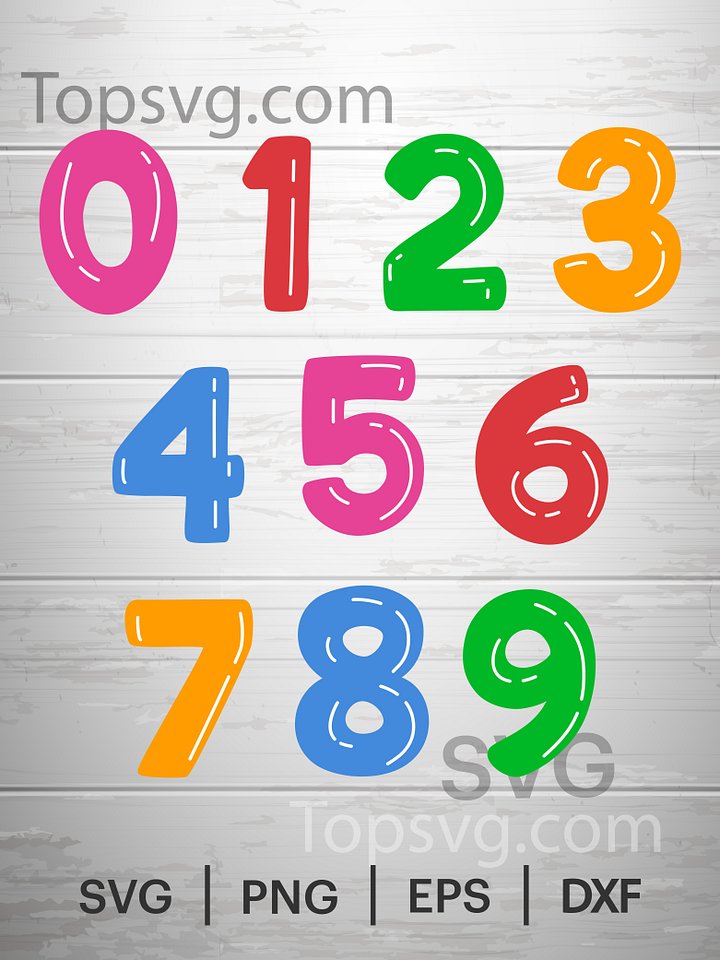 Numbers SVG, Number 1 SVG, Vector, Kids Number set, Real Numbers, Preschool, Children, Math Symbols, Kids Shirt Numbers, Cricut Cutting File. product image (1)