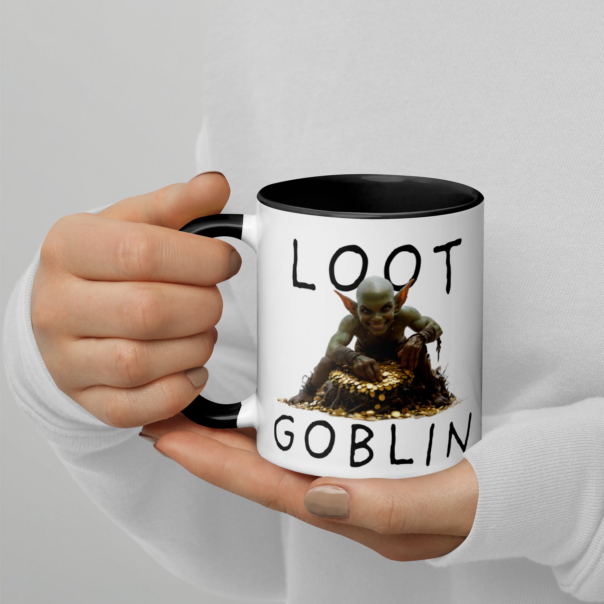 Loot Goblin Funny Fantasy Coffee Mug | Gamer Goblin Gold Hoard Mug | Unique Nerd Gift Mug for RPG Fans product image (2)
