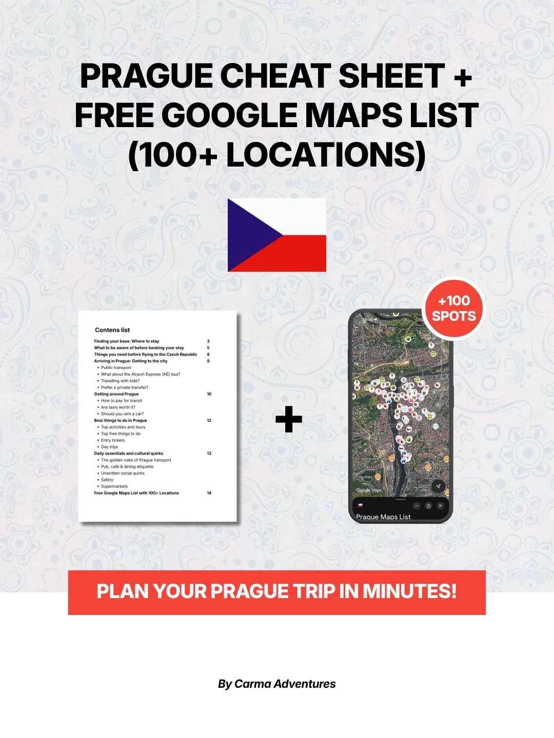 Prague Cheat Sheet + FREE Google Maps List (100+ LOCATIONS) product image (1)