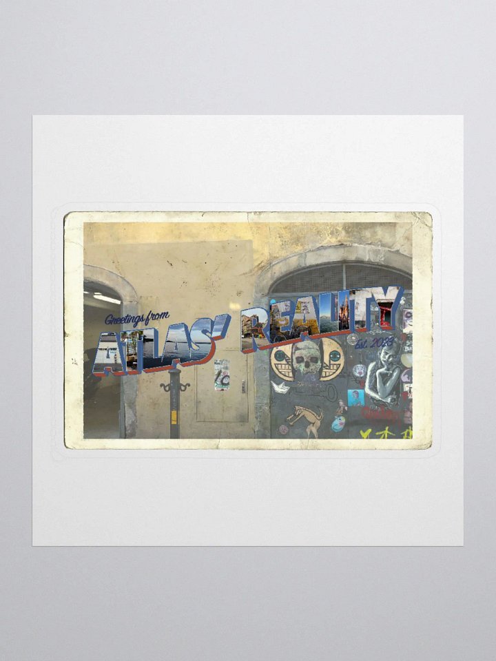 Atlas' Reality Postcard Sticker product image (1)