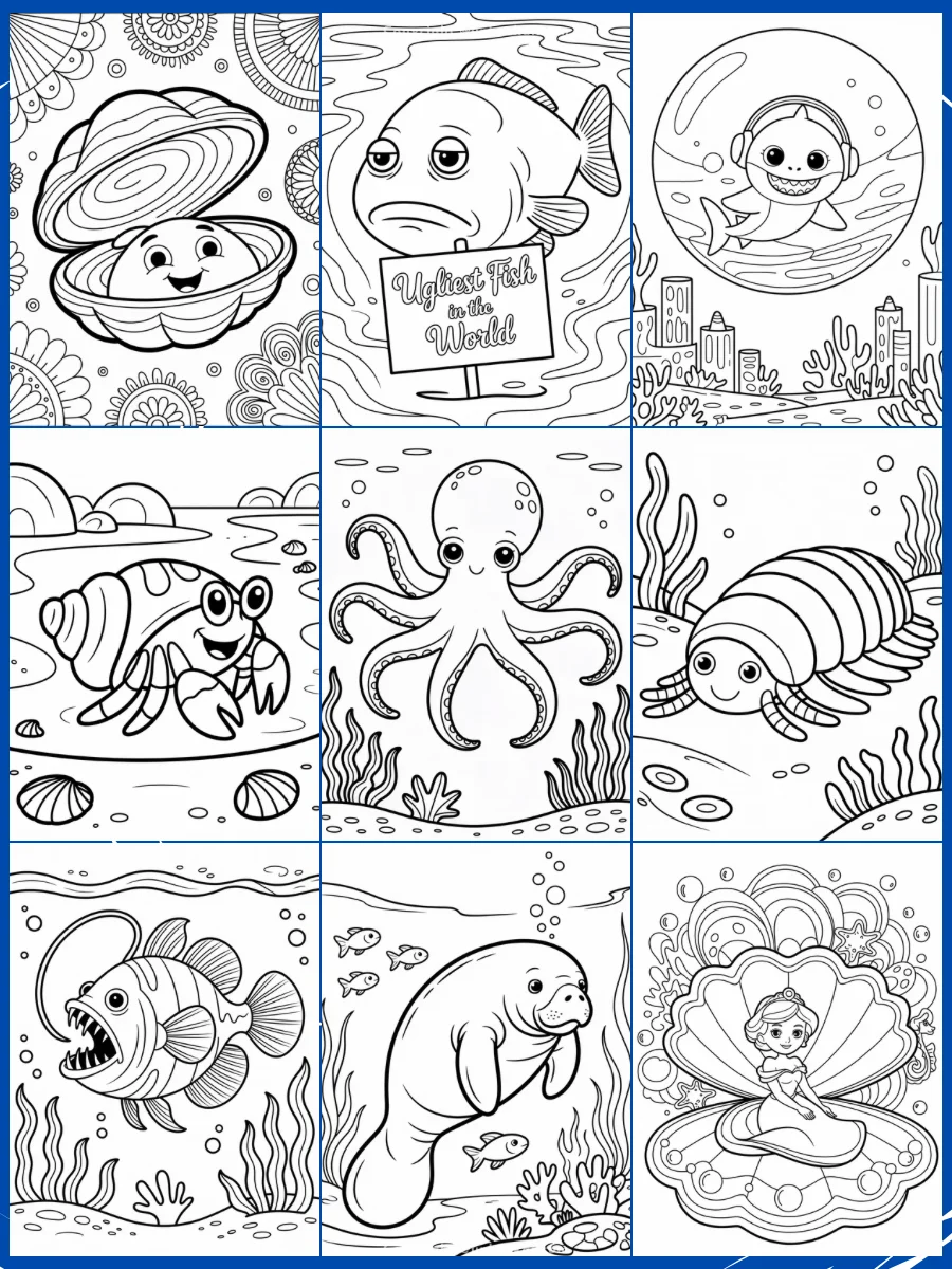 30+ Ocean theme coloring sub-niche prompts for Ideogram Ai product image (2)