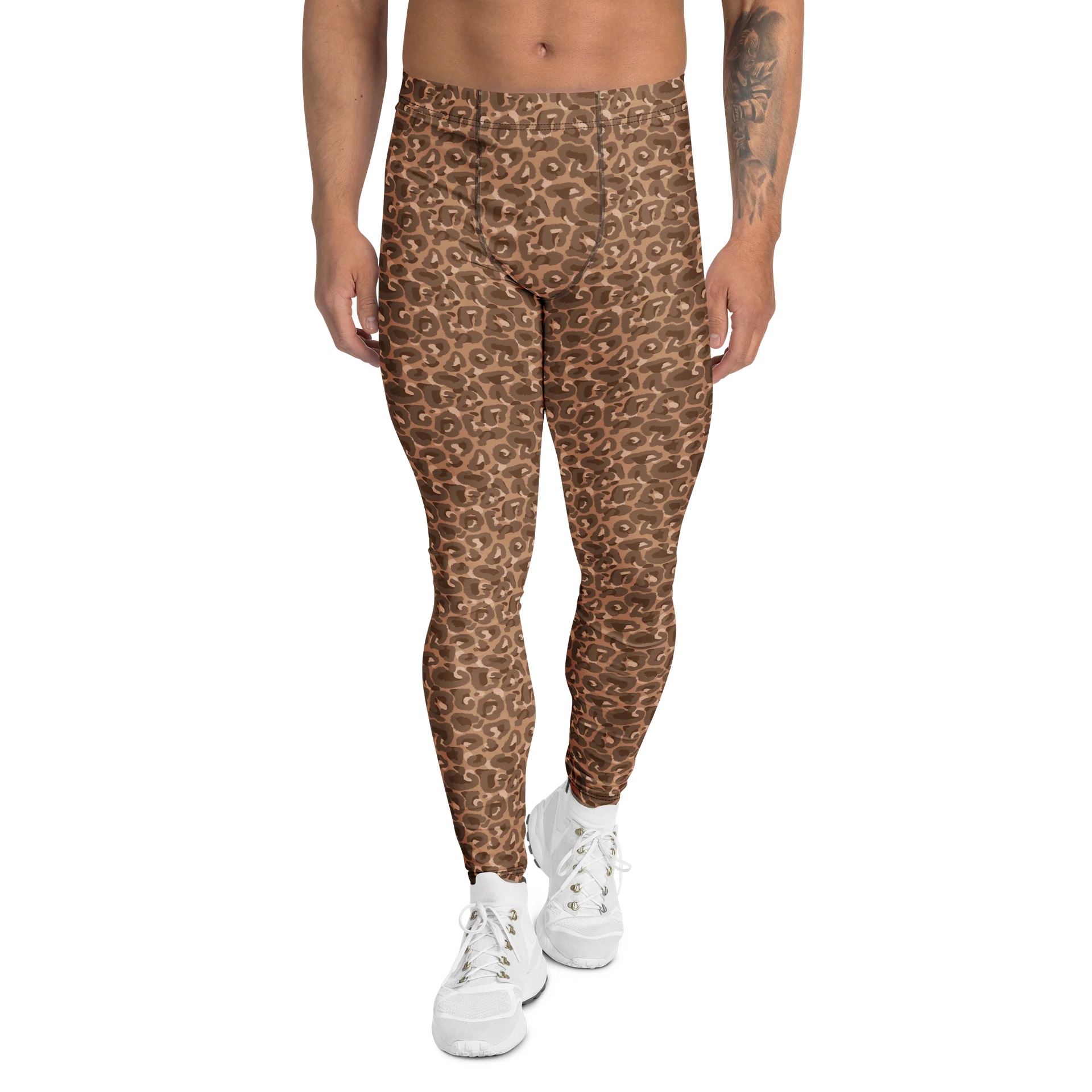 Comfortable Mens Leggings Bold Brown Leopard Print product image (1)
