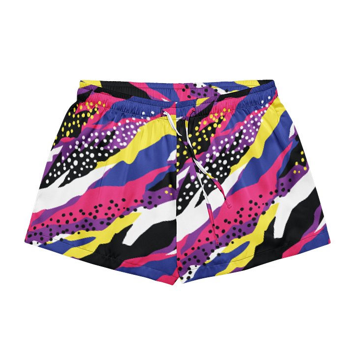 Retro 90s Cyber-Pop Waves | Vibrant All-Over Print Pajama Shorts product image (1)