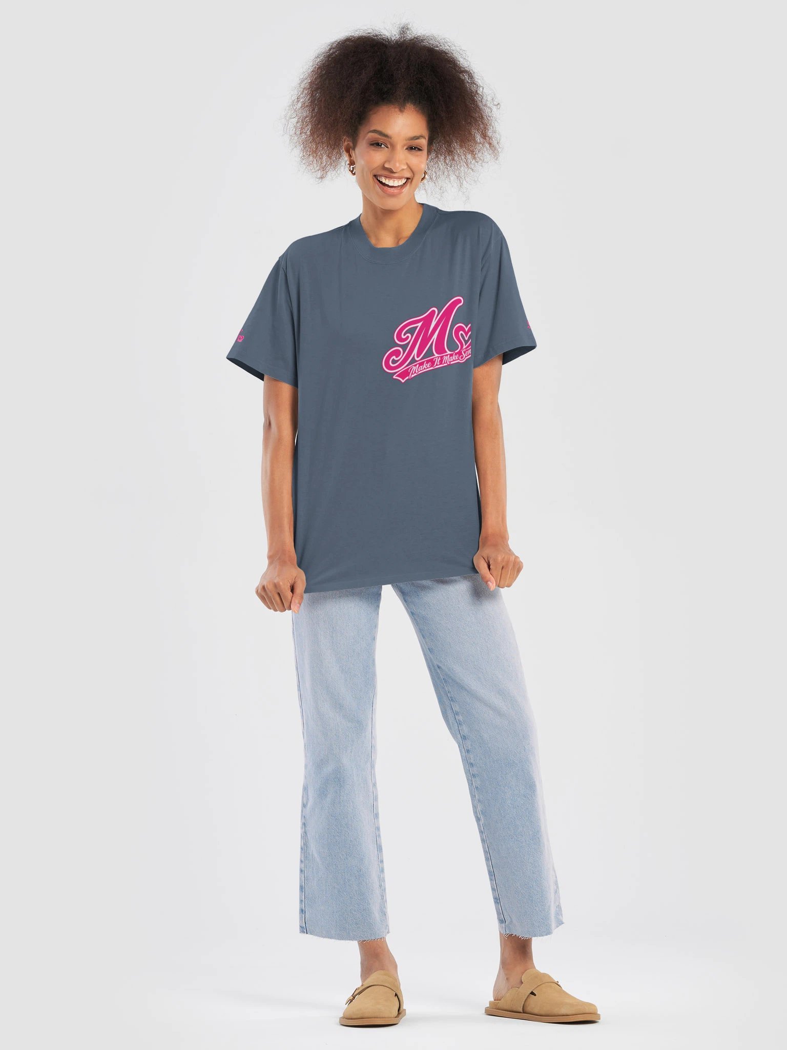 Make It Make Sense Pink Heart Logo Oversized T-Shirt product image (26)