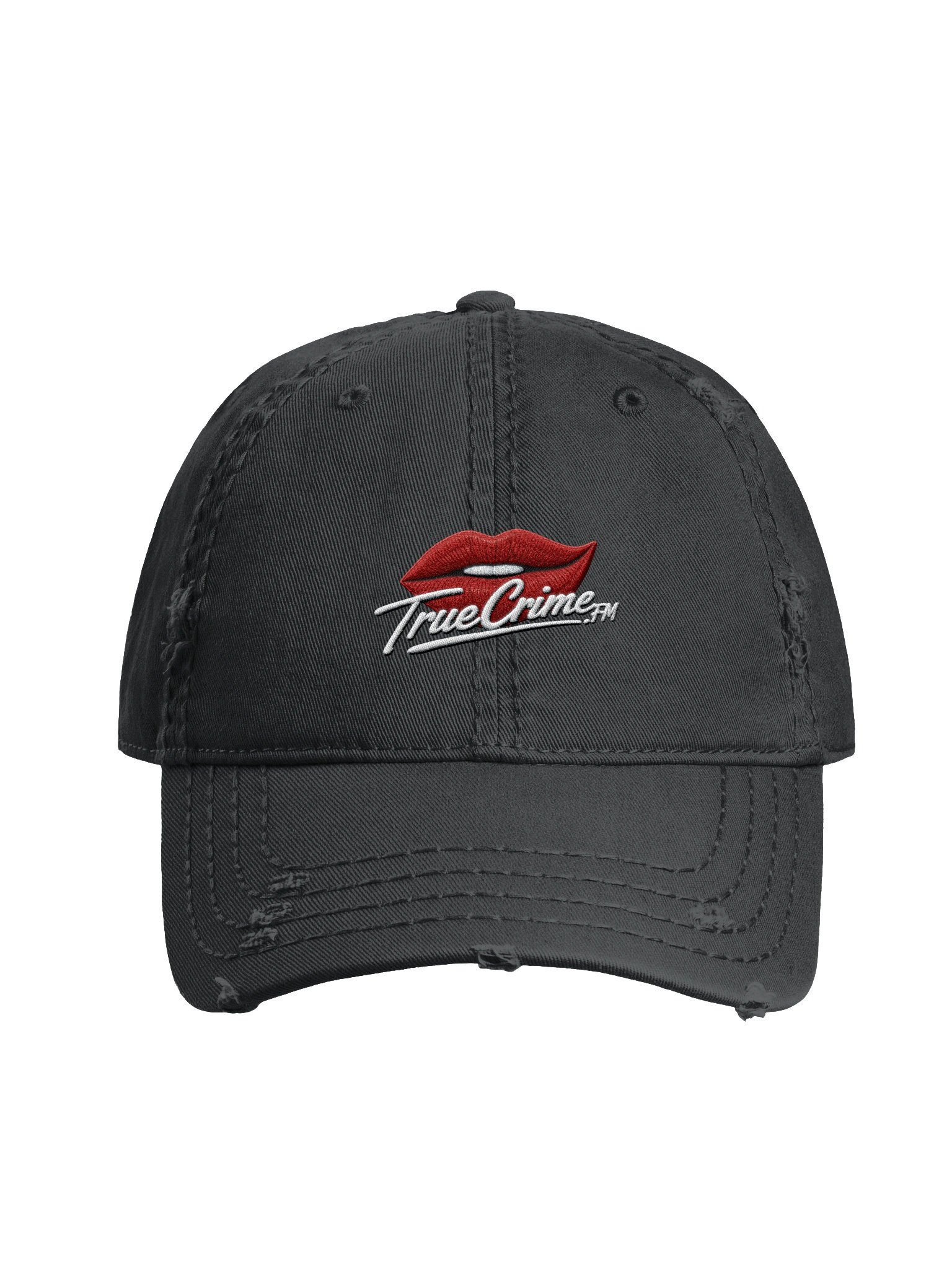 Otto Distressed Dad Hat - TrueCrimeFM Lips and Logo product image (1)