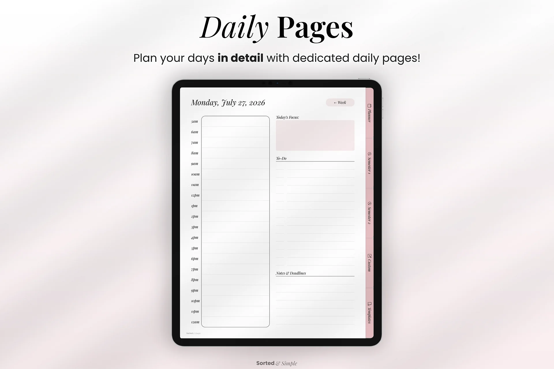 2026/2027 Mid-Year Student Digital Planner Portrait - Dusty Pink product image (10)