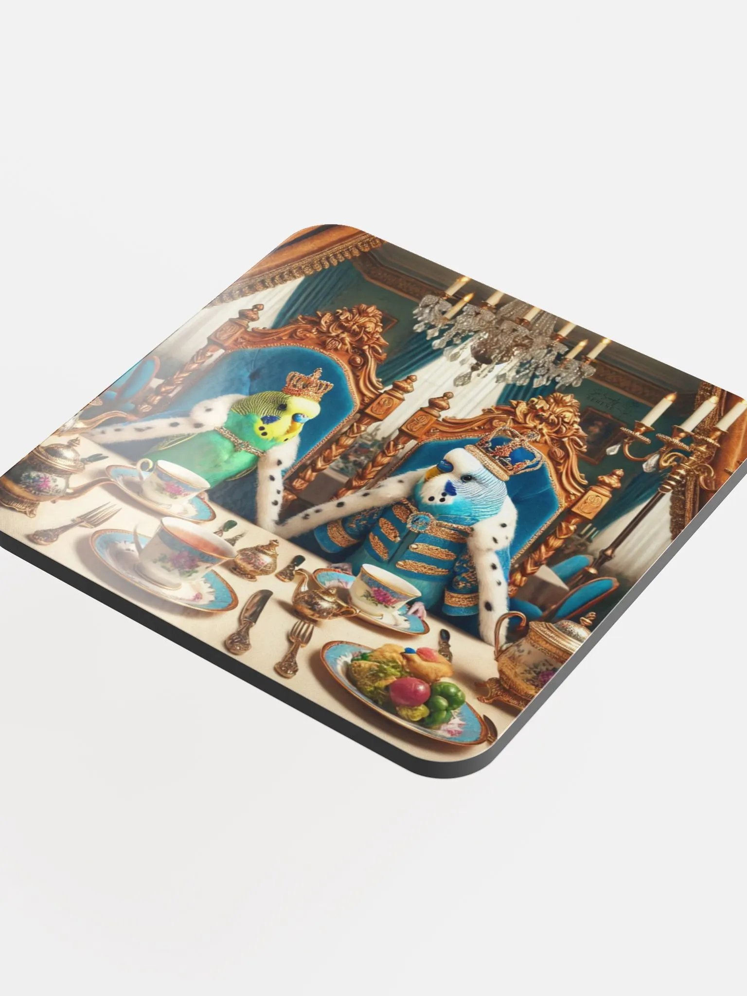 Perch & Sip – Glossed Cork Coaster with Parakeet Art 11 product image (4)