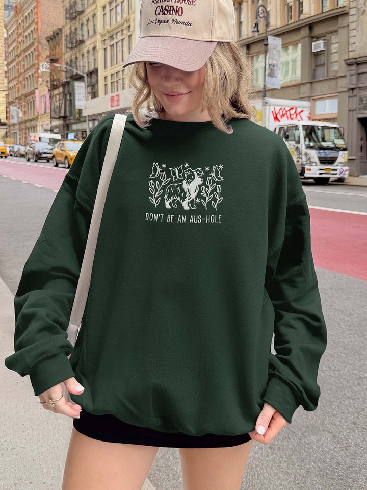 Don't Be an Aus-Hole Line Art Sweatshirt (Embroidered) of an Australian Shepherd product image (2)