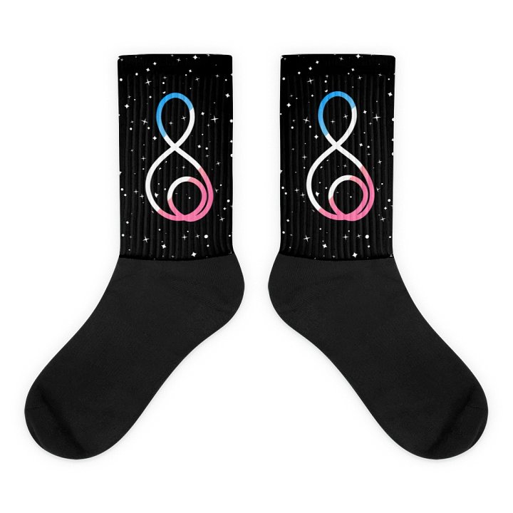 Treble Clef (Trans) - Black Foot Sublimated Socks product image (1)