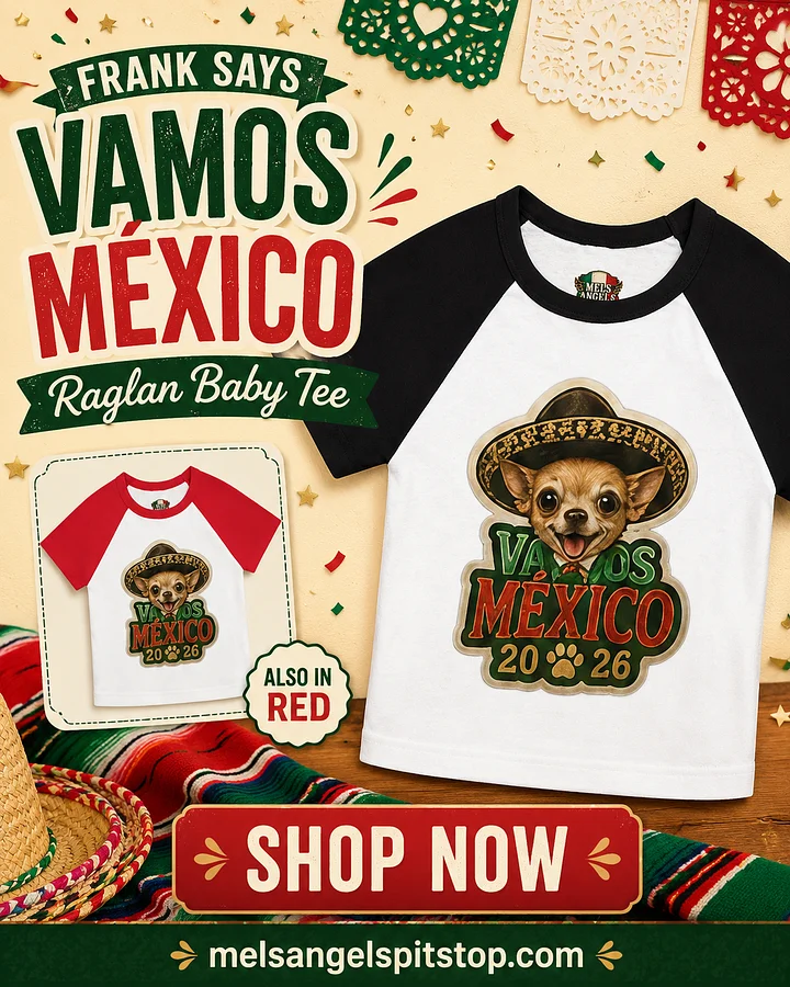 Frank Says Vamos México 2026 Raglan Baby Tee product image (1)