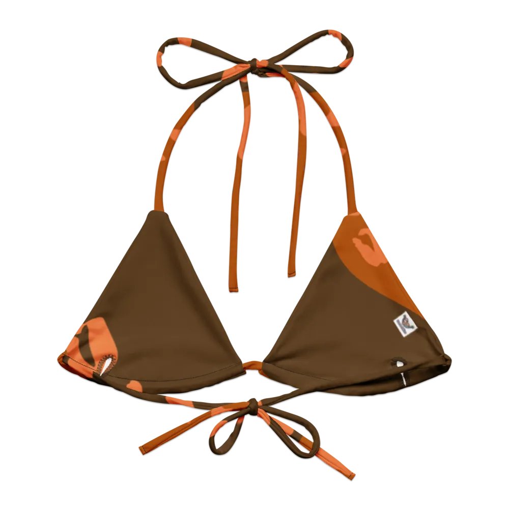 Flowing Orange Leopard All-Over Bikini Top product image (2)