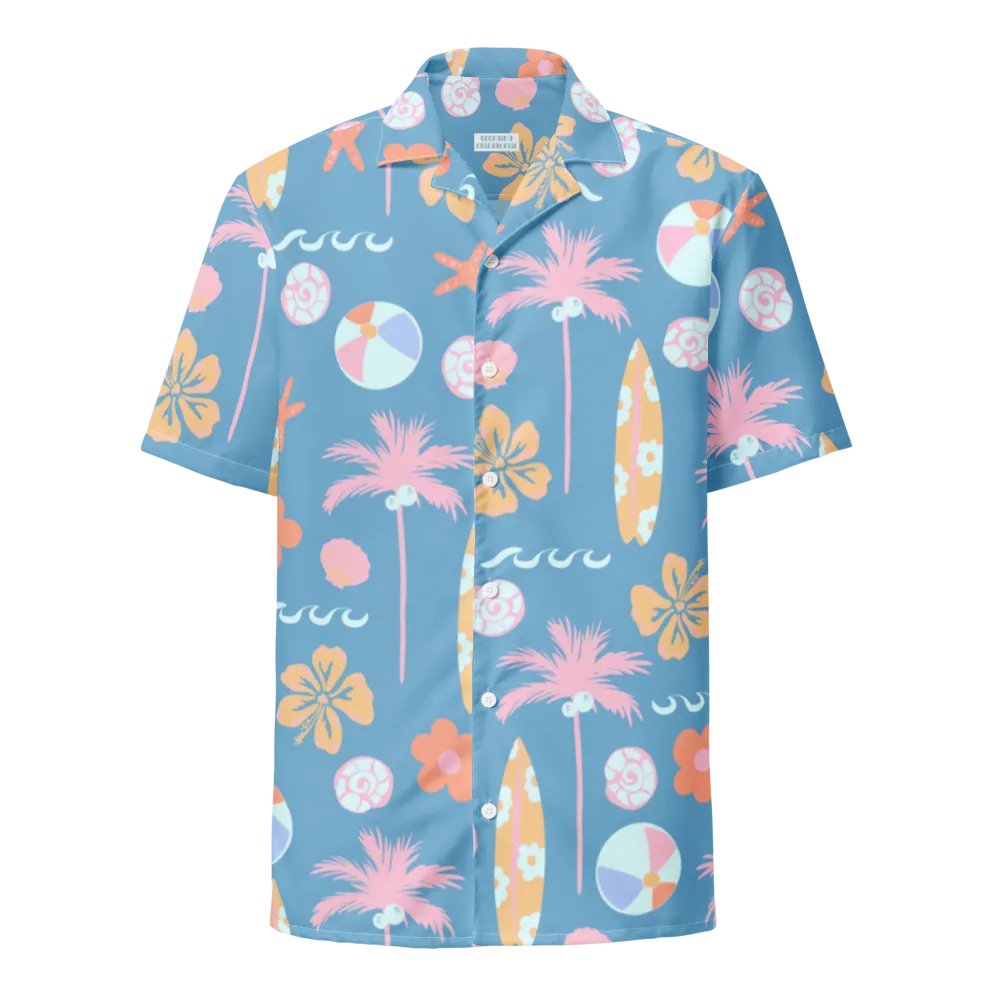 Retro Beach Blue Hawaiian Shirt product image (1)