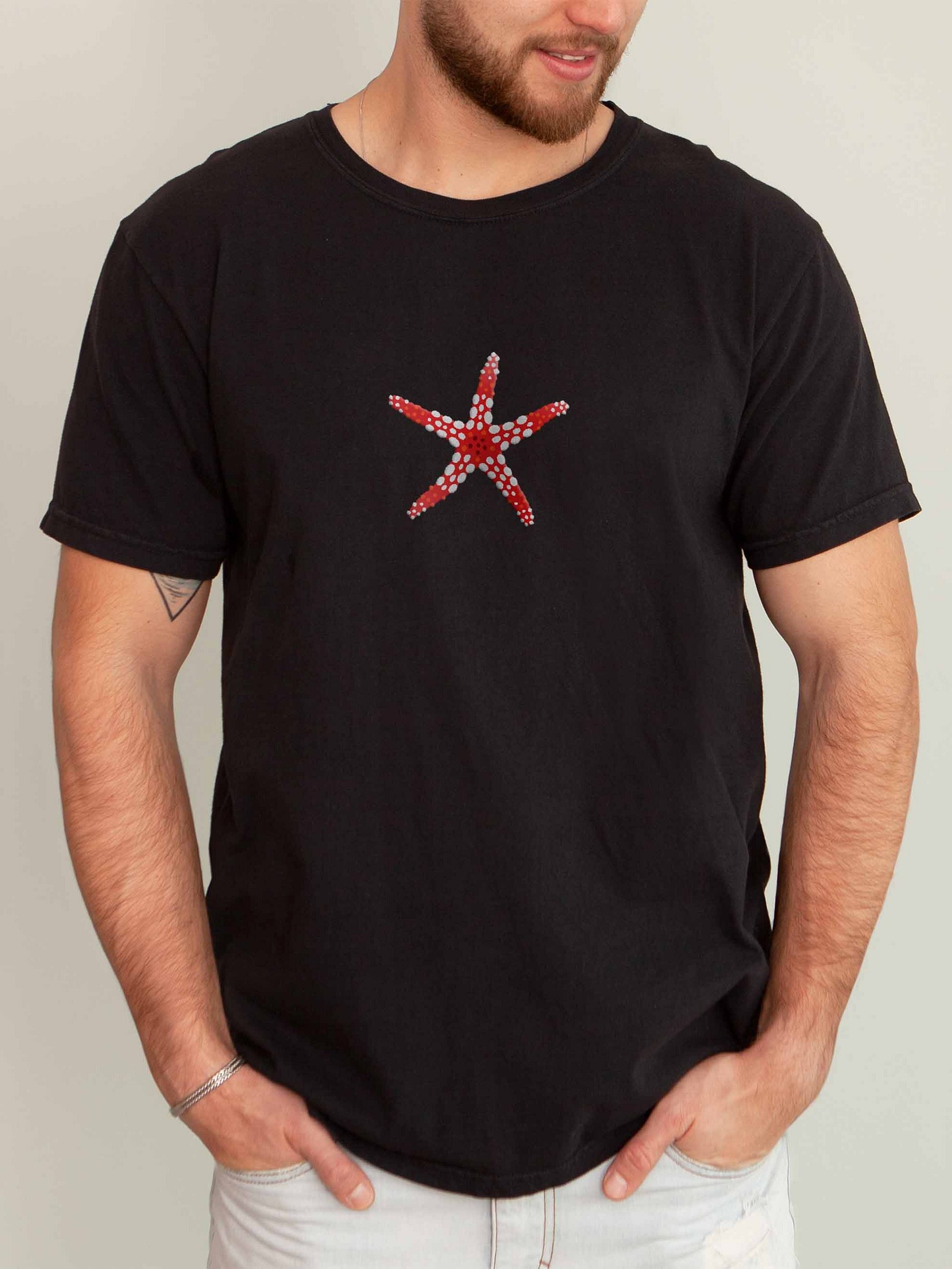 Fromia Sea Star Embroidered Shirt | Red Reef Starfish Marine Life Tee | Ocean Lover Apparel product image (2)