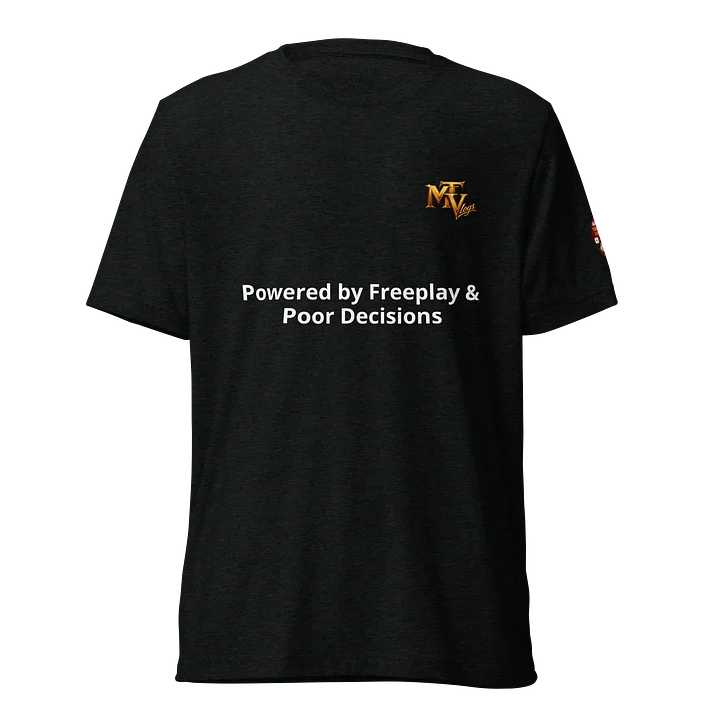Maccers Travel Vlogs “Powered by Freeplay & Poor Decisions” T-shirt product image (9)
