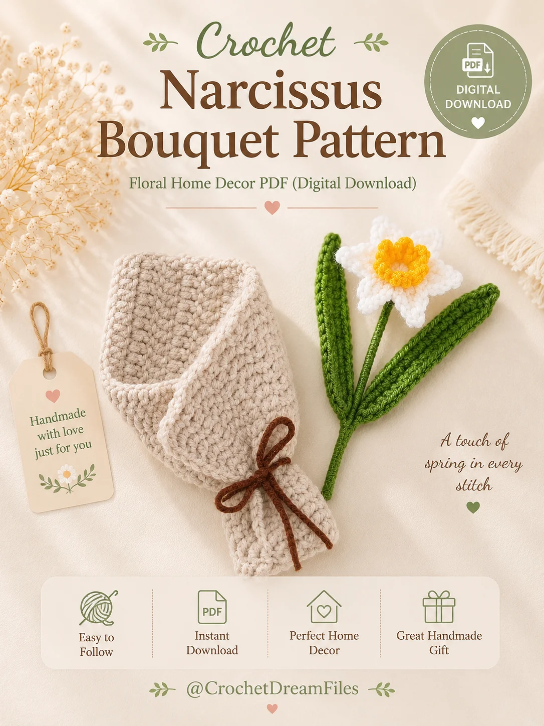 Crochet Narcissus Bouquet Pattern product image (2)