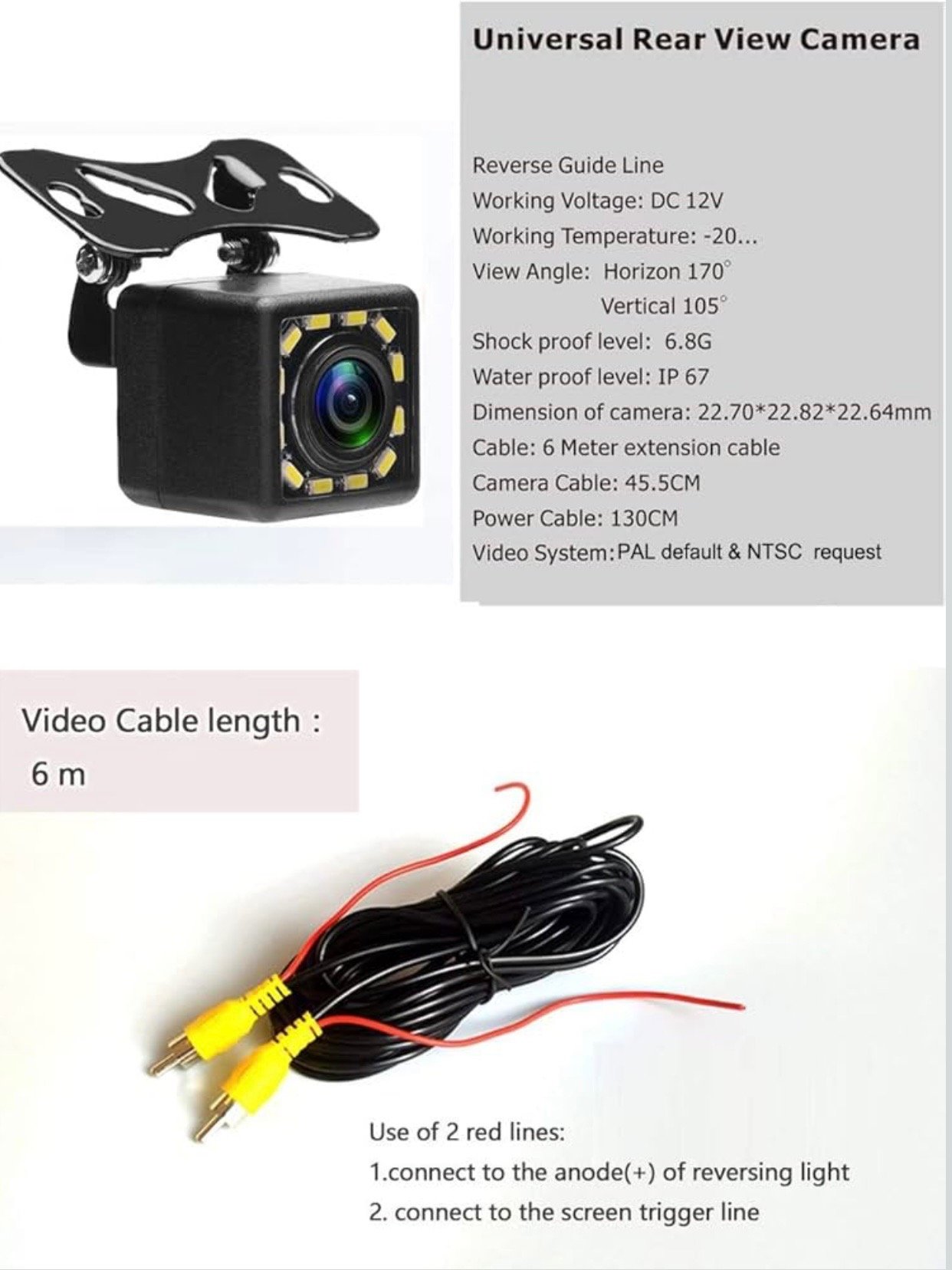 Camecho Vehicle Backup Camera Waterproof Car Rear View Camera 170° Wide Angle 12 LED Night Visions Backup Reversing Parking Cameras product image (3)