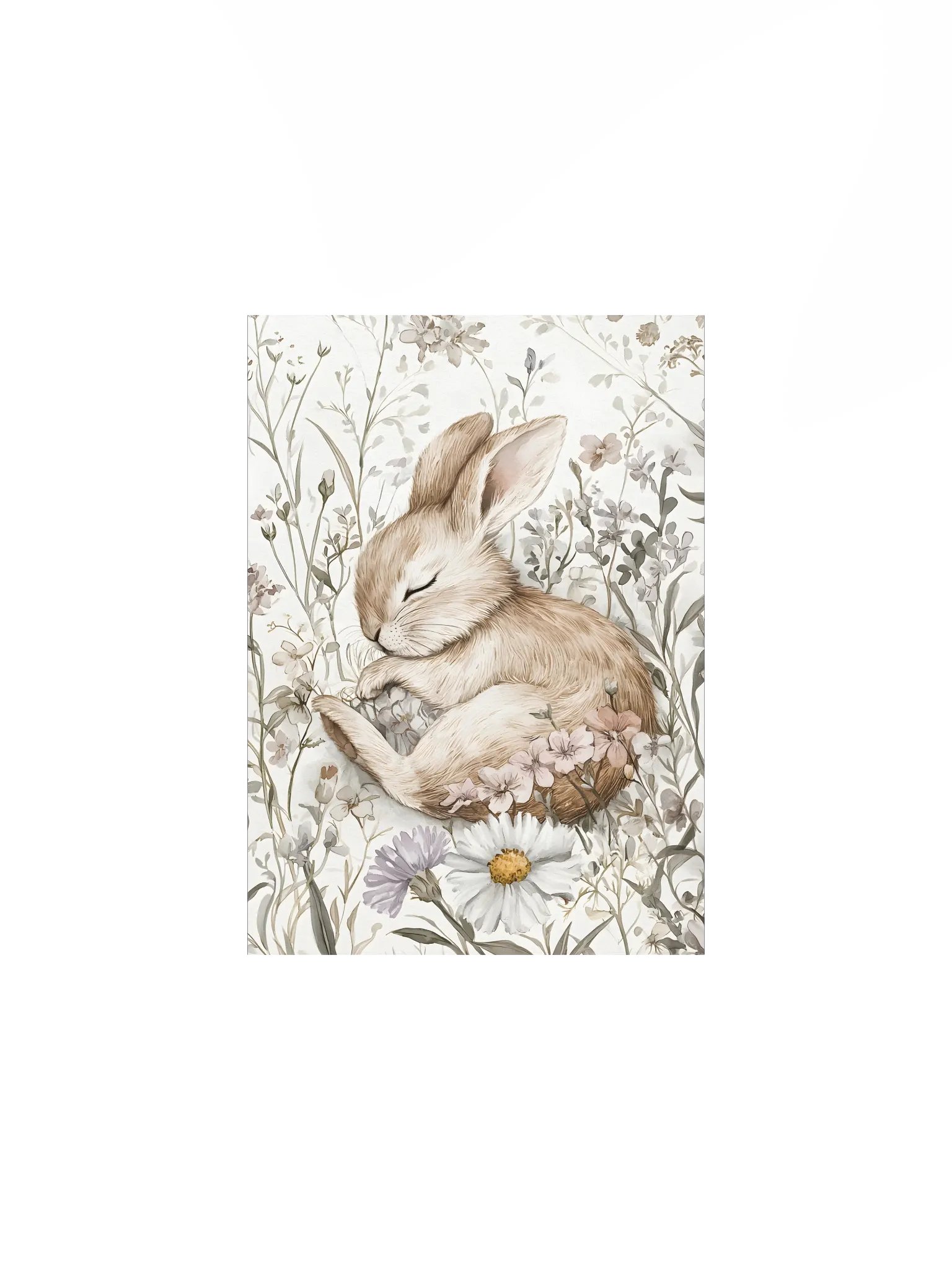 Sleeping Brown Bunny in Daisies and Wildflowers product image (2)