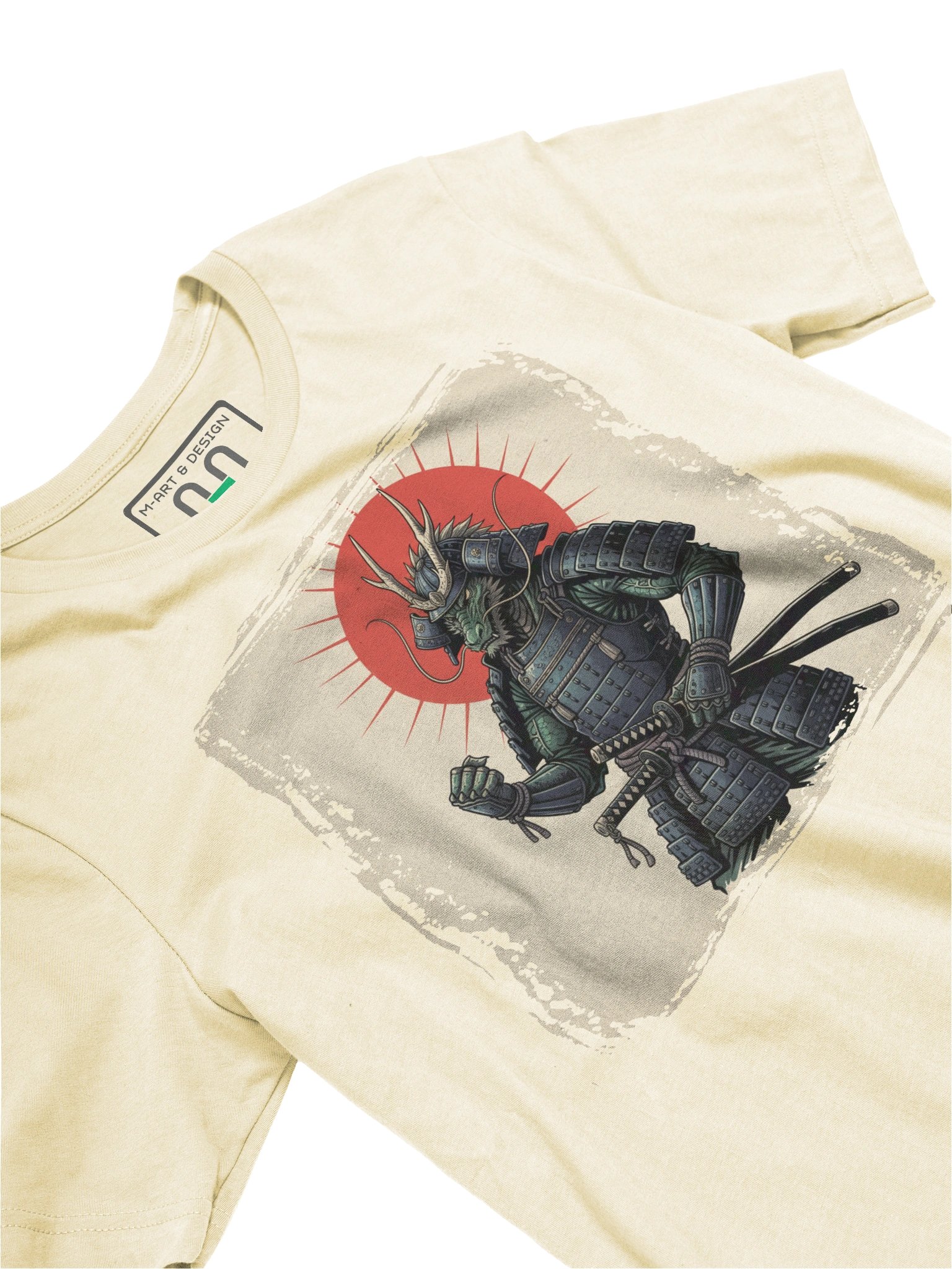 Dragon Samurai T-Shirt – Japanese Ink Warrior Art - by M-Art & Design product image (2)