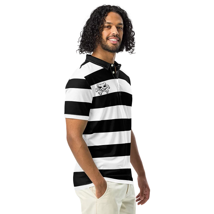 Blaque, Grey and White Stripped Kat Skull Polos product image (1)