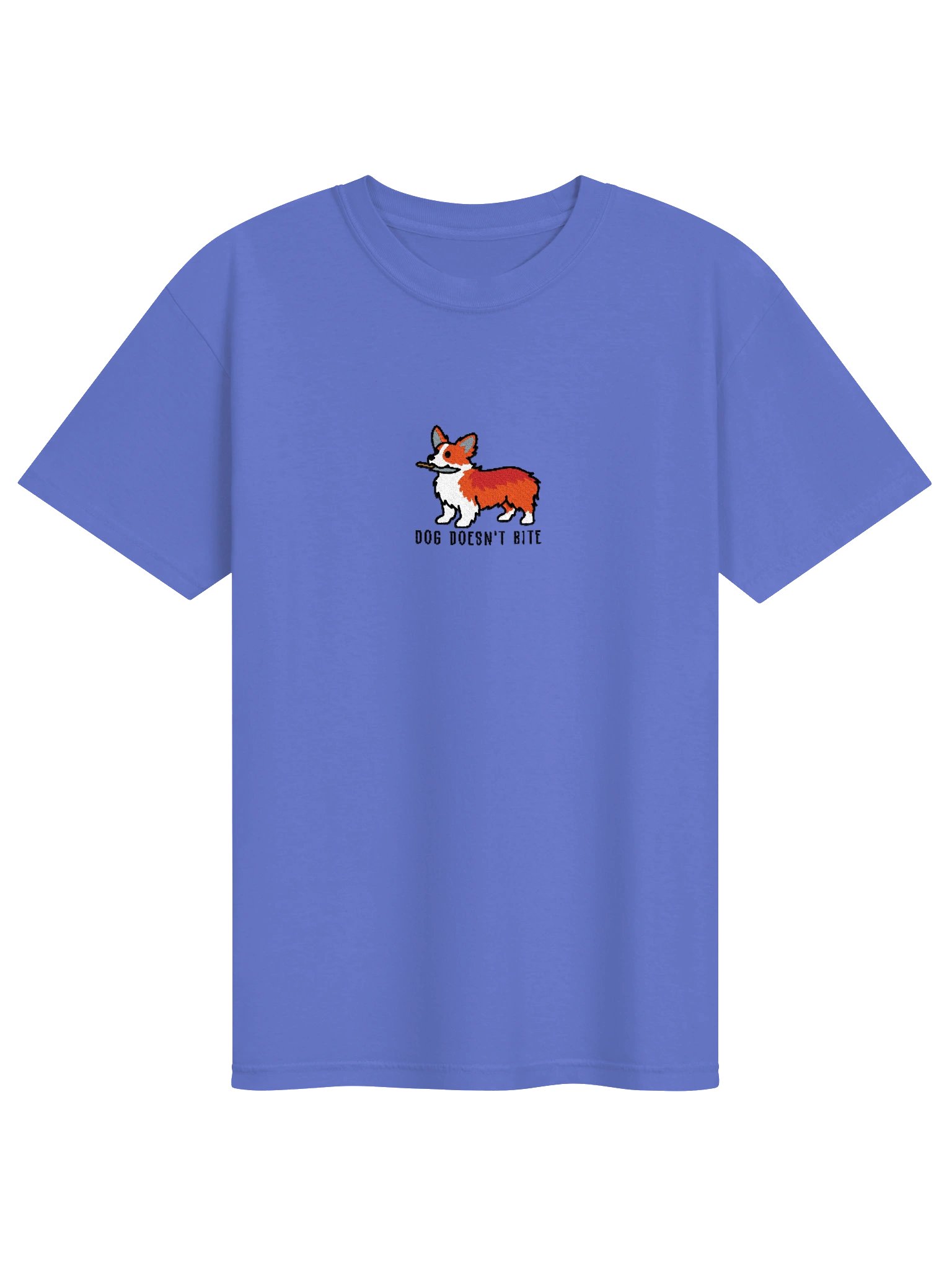 Dog Doesn't Bite Funny Chibi-Style Embroidered T-Shirt for Pembroke Welsh Corgi(Red) Owners product image (37)