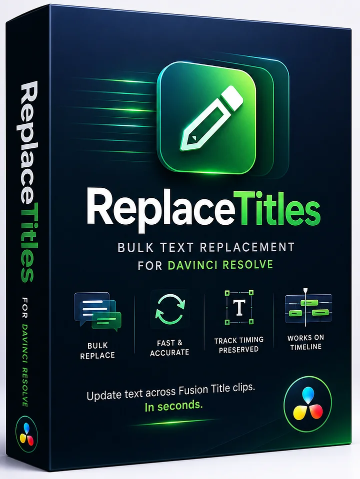 ReplaceTitles for DaVinci Resolve Studio 20 product image (1)