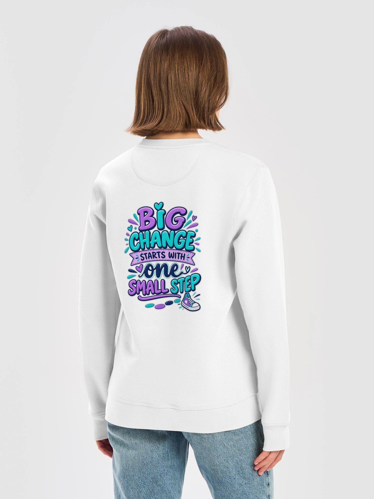 Stanley/Stella Unisex Organic Inspirational Sweatshirt - Big Change Starts With One Small Step. product image (1)