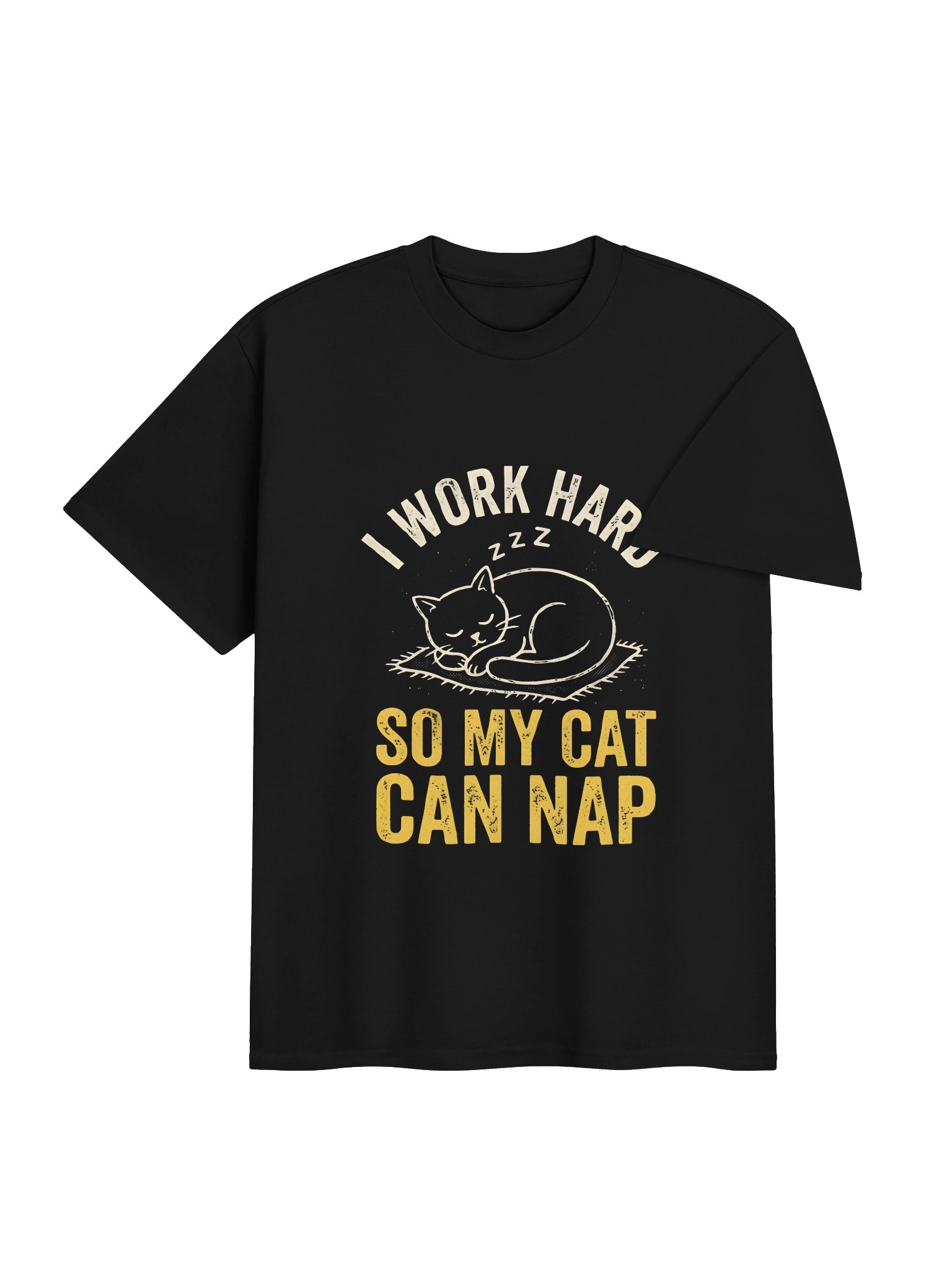 Funny Cat Lover "I Work Hard So My Cat Can Nap" Vintage Graphic T-Shirt product image (12)