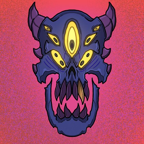 A skull I was working on the other night on Twitch, Colors were selected by the help of @soulbrushcreative 🤘

Got three more ...