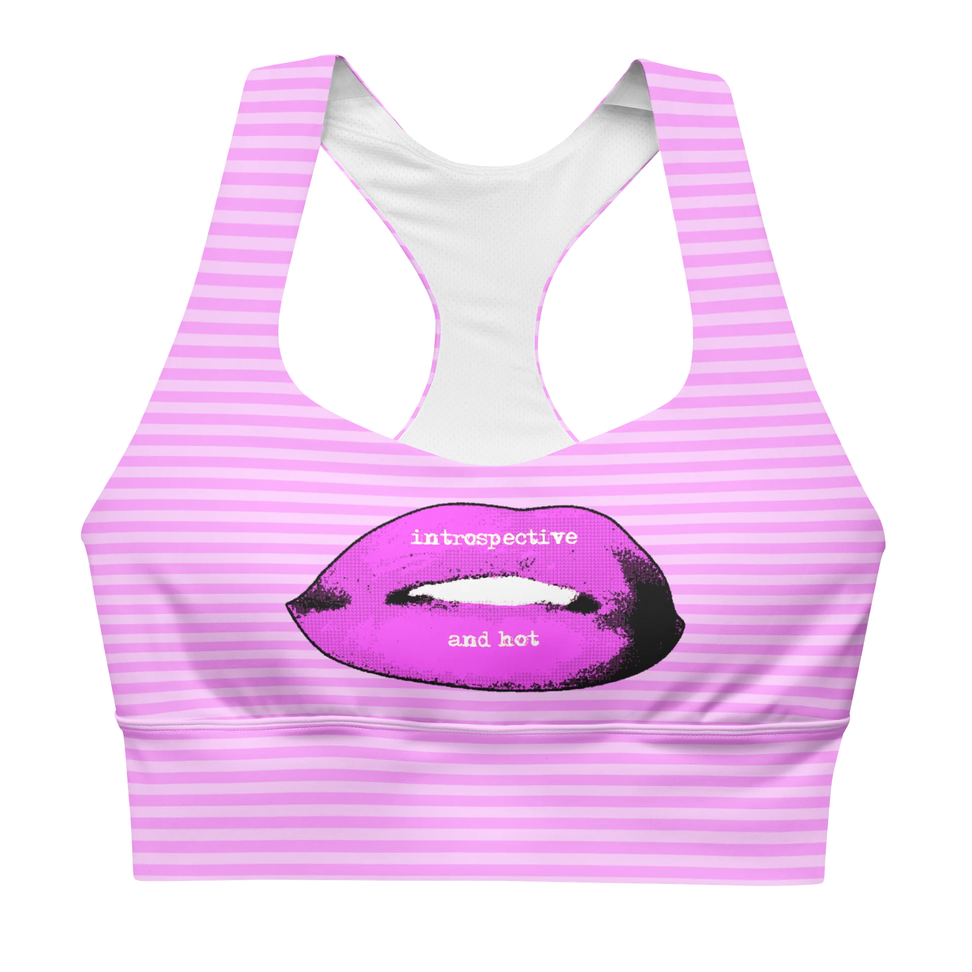 Stripped Pink Hot Lips Sports Bra product image (1)
