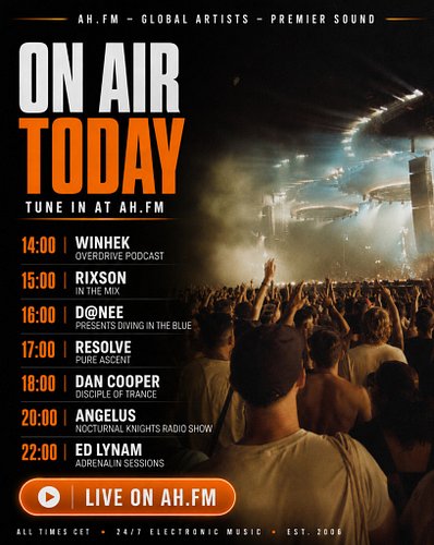 Catch today's exclusive shows from @rixsonofficialtrance  @resolvetrance  @dancooper.music  @nocturnal_knightsmusic  @djedlyn...